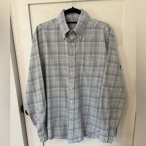 Loro Piana Plaid Cotton Long Sleeve Button Down 16.5/42 Blue Green New